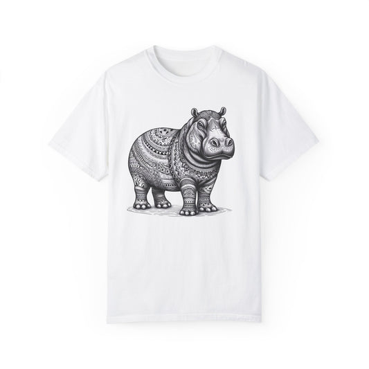 Hippo Graphic Tribal Print T-shirt