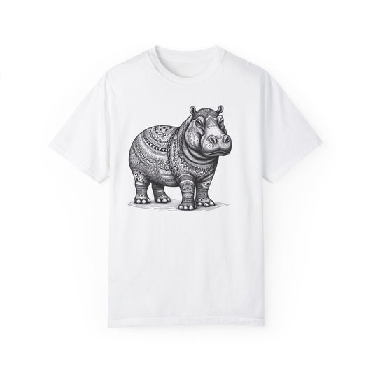 Hippo Graphic Tribal Print T-shirt